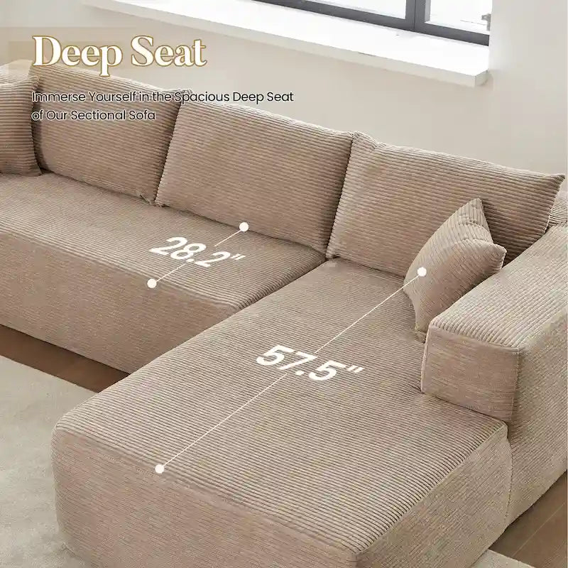 HOOOWOOO Modern Minimalist Style Sectional Couch Modular Corduroy Sofa for Living Room