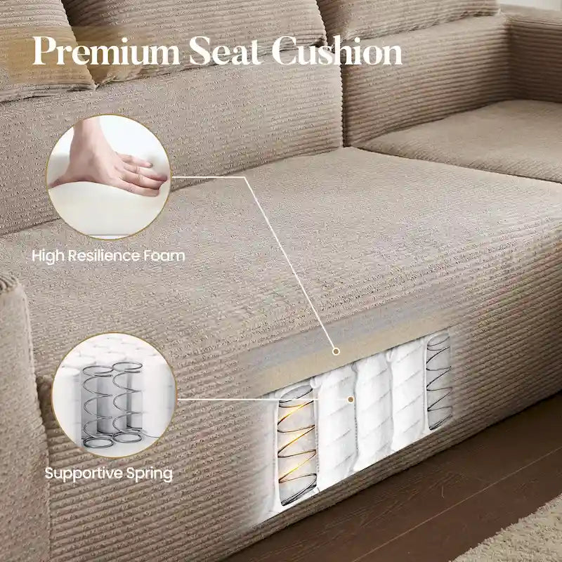 HOOOWOOO Modern Minimalist Style Sectional Couch Modular Corduroy Sofa for Living Room