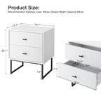Nightstand Set of 2 with Metal Frame for Bedroom Living Room Bed Side Table
