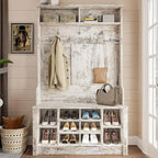 Hall Tree Storage Bench 3-in-1 Entryway Bench Coat Rack