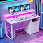 Moasis Computer Desk with Monitor Stand Home Office Gaming Desks with Drawer Filing Cabinet