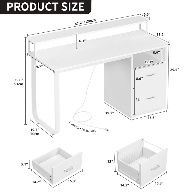 Moasis Computer Desk with Monitor Stand Home Office Gaming Desks with Drawer Filing Cabinet