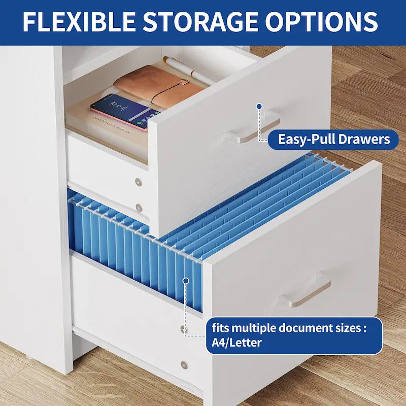 Moasis Computer Desk with Monitor Stand Home Office Gaming Desks with Drawer Filing Cabinet