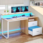 Moasis Computer Desk with Monitor Stand Home Office Gaming Desks with Drawer Filing Cabinet
