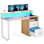 Moasis Computer Desk with Monitor Stand Home Office Gaming Desks with Drawer Filing Cabinet
