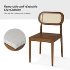 Konstantin Modern Solid Wood Dining Chair with Ratten Back and Removable Cushion Set of 6 by HULALA HOME
