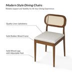Konstantin Modern Solid Wood Dining Chair with Ratten Back and Removable Cushion Set of 6 by HULALA HOME