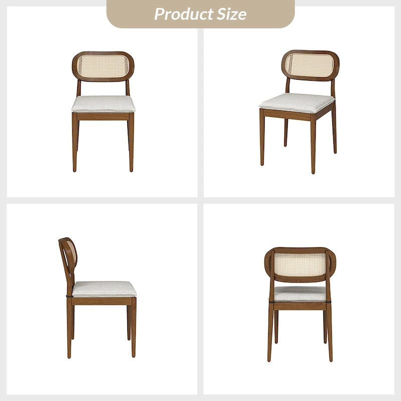 Konstantin Modern Solid Wood Dining Chair with Ratten Back and Removable Cushion Set of 6 by HULALA HOME