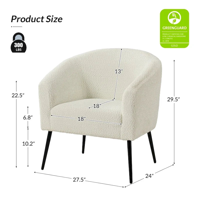 Hal Modern Boucle Armchair with Metal Legs by HULALA HOME