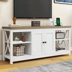 Moasis Farmhouse 59 TV Stand Entertainment Center with Storage Shelves for TVs up to 65-inch