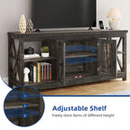 Moasis Farmhouse 59 TV Stand Entertainment Center with Storage Shelves for TVs up to 65-inch