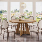 47 Inch Round Dining Table for 4, Wood Kitchen Dinner Table for Kitchen Dining Living Room - N/A