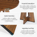 47 Inch Round Dining Table for 4, Wood Kitchen Dinner Table for Kitchen Dining Living Room - N/A