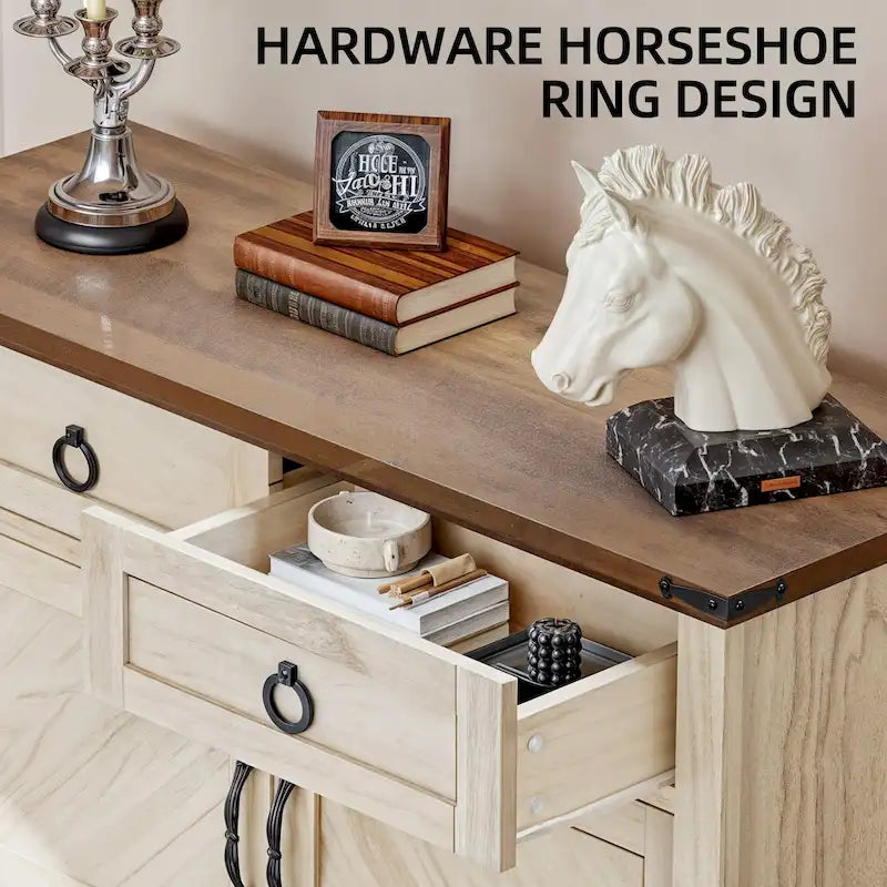 Moasis 35-Inch Farmhouse Console Table, Entry Table with 2 Drawers and Cabinet for Living Room