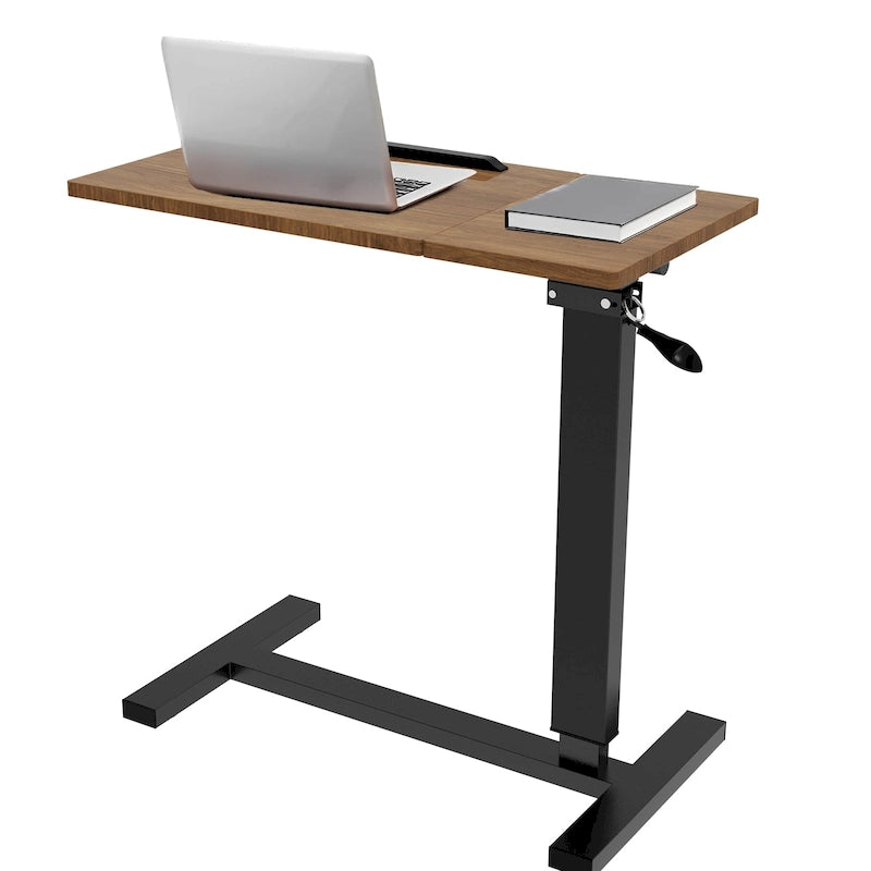 Overbed Table Height Adjustable Sofa Laptop Desk Tilting with 4 Wheels