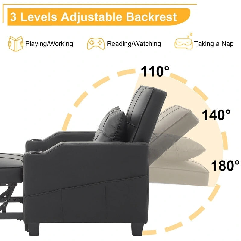 Chair Bed, Sleeper Sofa Chair Bed 3 in 1, Adjustable Recliner,Armchair, Sofa, Bed, Linen