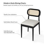 Konstantin Modern Solid Wood Dining Chair with Ratten Back and Removable Cushion Set of 4 by HULALA HOME