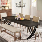 Rectangular Dining Table for 6-8 People, 78 inch Large Wood Kitchen Tables Farmhouse