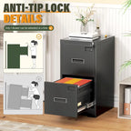 2 Drawer Vertical File Cabinet with Lock for Home Office