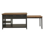 Eleanor Two-Tone Antique Finish Extendable Kitchen Island with 3 Drawers by iNSPIRE Q Classic