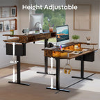 Electric Standing Desk Height Adjustable Computer Desk with Storage and Monitor Stand