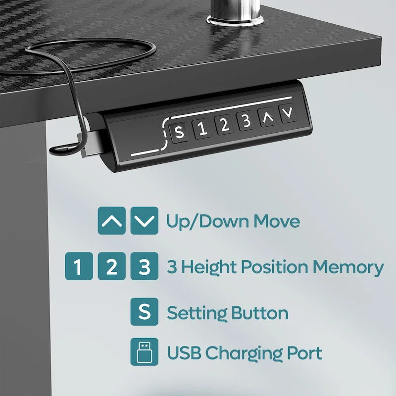 Electric Standing Desk Height Adjustable Computer Desk with Storage and Monitor Stand