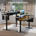 Electric Standing Desk Height Adjustable Computer Desk with Storage and Monitor Stand