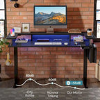 Electric Standing Desk Height Adjustable Computer Desk with Storage and Monitor Stand