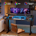 Electric Standing Desk Height Adjustable Computer Desk with Storage and Monitor Stand