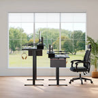 Electric Standing Desk Height Adjustable Computer Desk with Storage and Monitor Stand