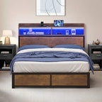 Moasis King Industry Bed Frame Storage Shelves Metal Platform Bed Frame