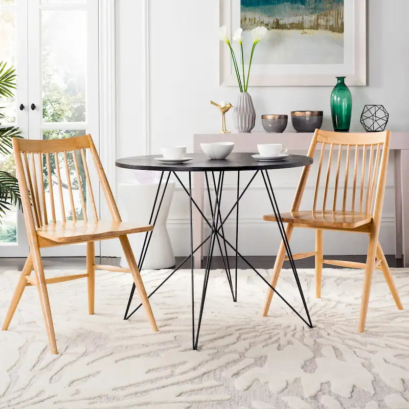 SAFAVIEH Orelia 19 Inch Black Spindle Dining Chair (Set of 2) - 21Wx22Dx34H