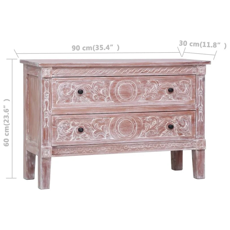 vidaXL Sideboard with 2 Drawers 35.4x11.8x23.6 Solid Mahogany Wood
