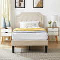 Javlergo Modern Upholstered Bed Frame with Height Adjustable Headboard, No Box Spring Needed