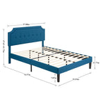 Javlergo Modern Upholstered Bed Frame with Height Adjustable Headboard, No Box Spring Needed