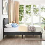 Javlergo Modern Upholstered Bed Frame with Height Adjustable Headboard, No Box Spring Needed