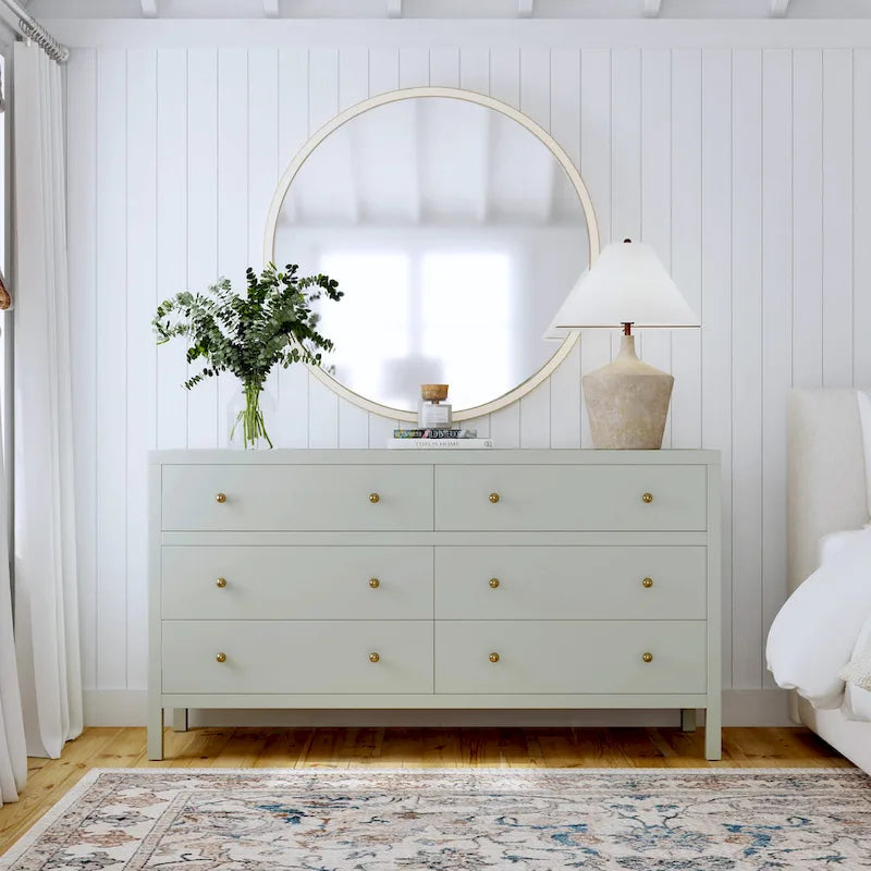 6-Drawer Wood Wide Dresser