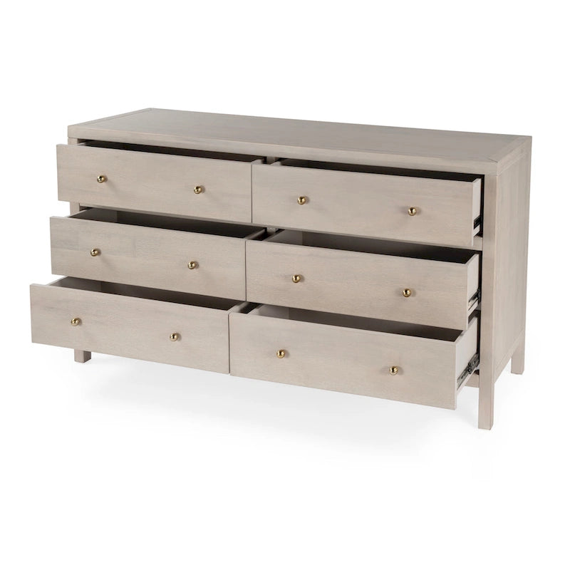 6-Drawer Wood Wide Dresser