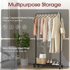 Clothing Rack with Storage Mesh Shelf