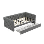 Twin Size Daybed with Drawers Upholstered Tufted Sofa Bed