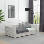 Twin Size Upholstered Tufted Daybed with Drawers,Button and Copper Nail