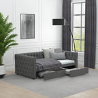 Twin Size Upholstered Tufted Daybed with Drawers,Button and Copper Nail