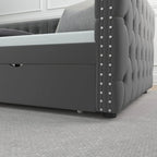 Twin Size Upholstered Tufted Daybed with Drawers,Button and Copper Nail
