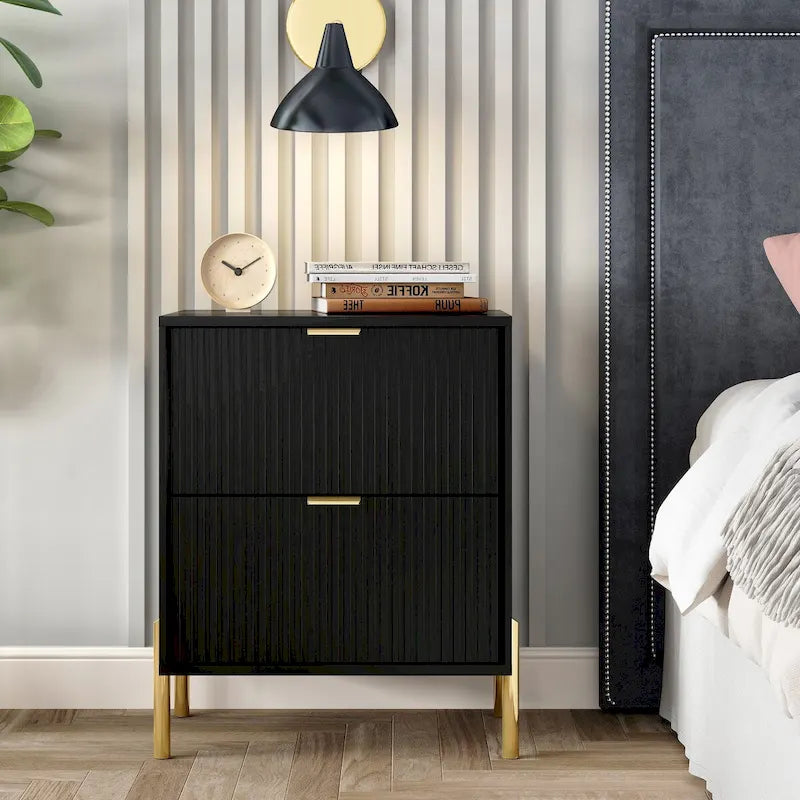 Modern 2-Drawer Nightstand Bedside Table End Table Furniture