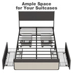 Bed Frame With 2 Storage Drawers And Upholstered Headboard