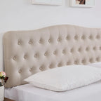 Upholstered King Headboard,Button Diamond Headboard,Adjustable Height,Solid Wood Leg,Linen Fabric Padded for King Size Bed