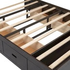 Wood Platform Bed with Storage Headboard, Shoe Rack and 4 Drawers