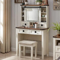 Farmhouse Makeup Vanity Desk, Vanity Dressing Table, Stool Included