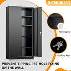 72 Tall Metal Lockable Wardrobe Armoire Storage Cabinet Locker with Hanging Rod for Garage, Gym, Home Office