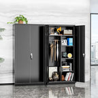 72 Tall Metal Lockable Wardrobe Armoire Storage Cabinet Locker with Hanging Rod for Garage, Gym, Home Office